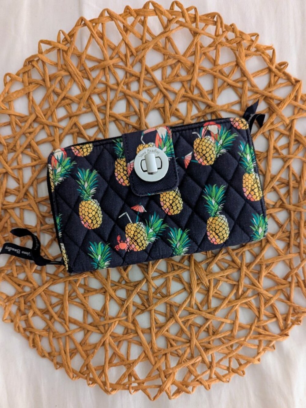 Vera Bradley Cotton Toucan Party Turnlock RFID Wallet with Zipper Section - Picture 2 of 10